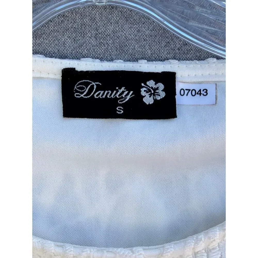 Danity Ivory Lace Two Piece Set Crop Top Skirt Boho Size Small